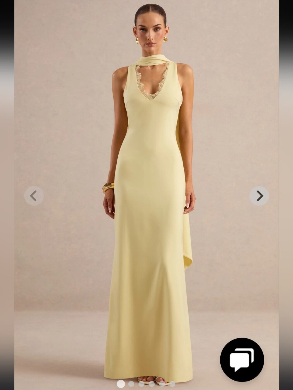 Club L London True Icon
Lemon Satin High-Neck Maxi Slip Dress With Sash